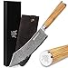 YOUSUNLONG Damastmesser Metzgermesser 22,00 cm Länge mit schwarzem Hammerschlag - sehr hochwertiges sehr scharfes Profi Blockmesser mit Damastklinge und Olivenholzgriff, Küchenmesser, Kochmesser