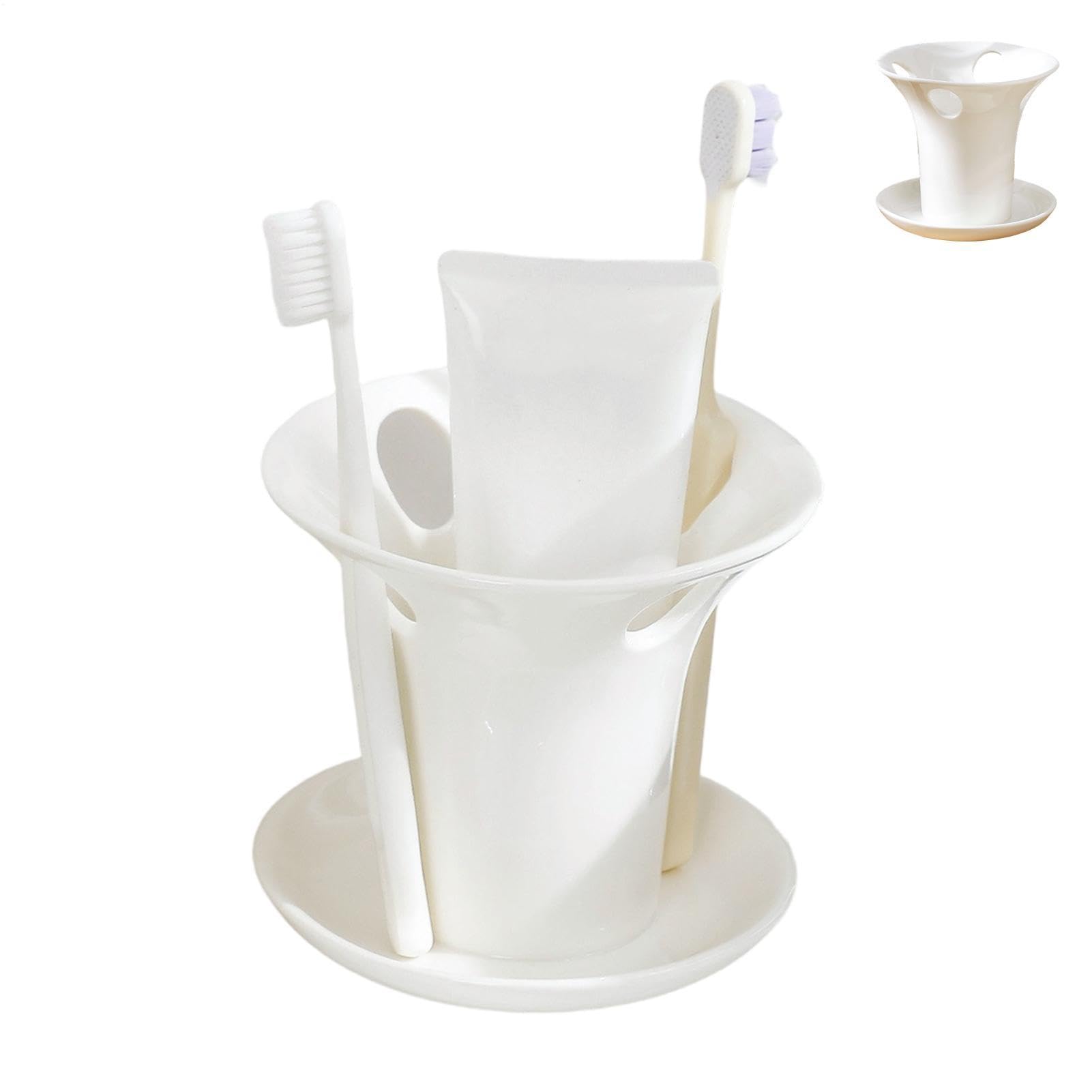 Porte-brosse à dents vertical en céramique stable pour salle de bain chic