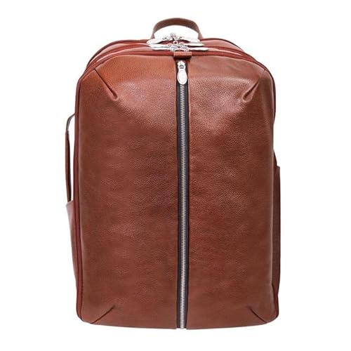 17 in. U Series Englewood Leather Triple Compartment Carry-All Laptop & Tablet Weekend Backpack, Brown