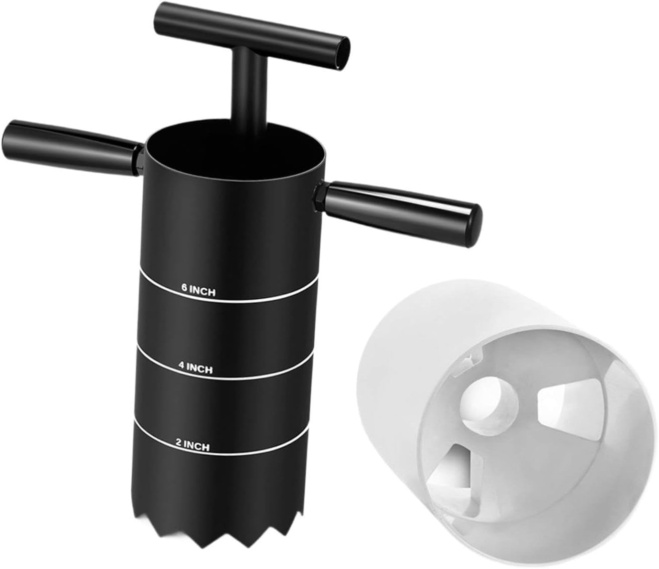 Portable Cutter Holes Digger Cup Detachable Handle for Backyard, 6 inch Three Hole