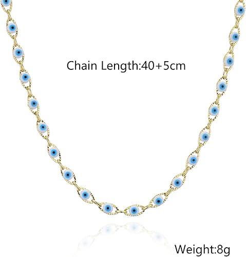 Miniatura 2 de Gargantilla contra el mal de ojo para mujer, 15.7 pulgadas + 2 pulgadas de largo, chapado en oro de 18 quilates, joyería unisex para protección