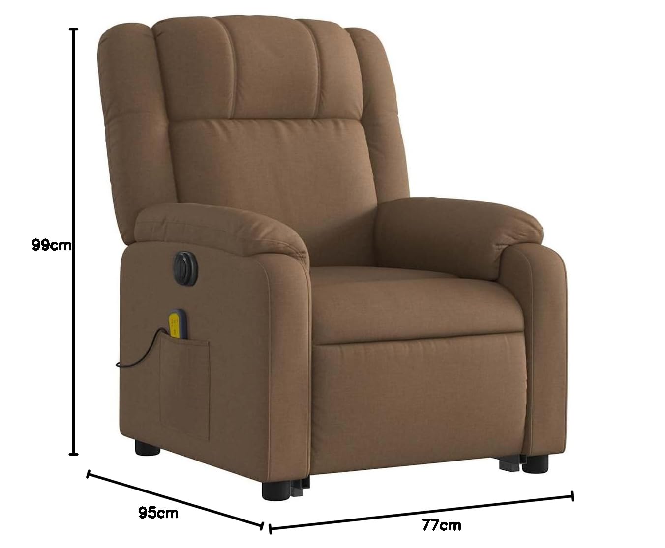Poltrona massaggiante elettrica con supporto per alzarsi, marrone, rivestimento in tessuto, massaggio a 6 punti, funzione relax, per soggiorno, camera da letto, confortevole, portata 110 kg