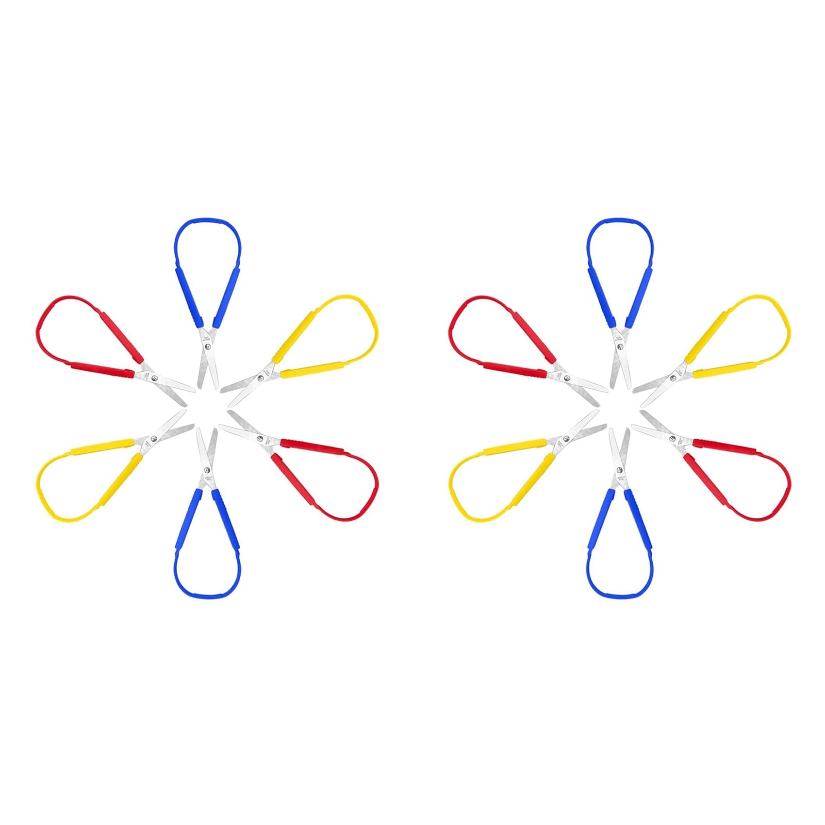 Jnchdghwa As Shown 12 Pcs Loop Scissors Grip Scissor Colorful Self-Opening Adaptive Cutting Scissors For Children,Adults,Home,School