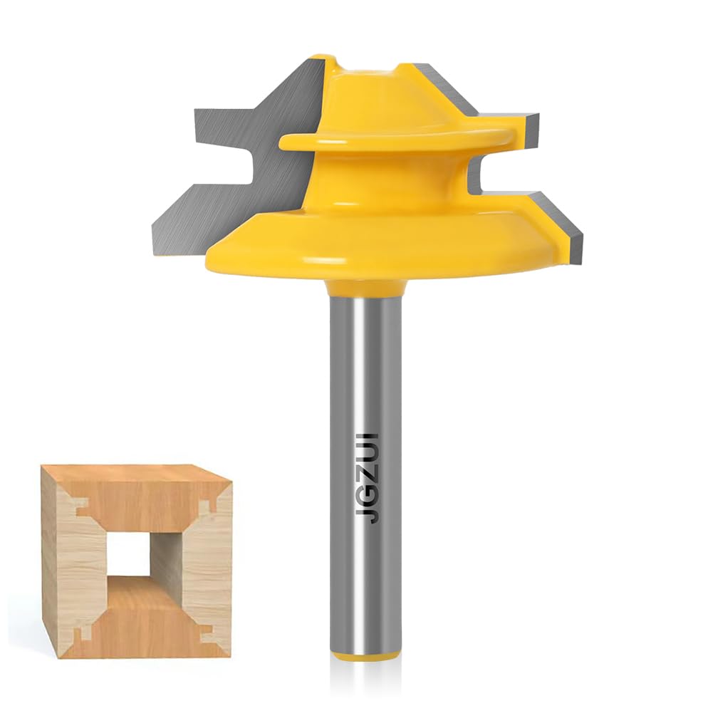 45 Degree Lock Miter Router Bit 1/4 Inch Shank.Woodworking Tools Joint Router Bits，Wood Milling Cutter Glue Joint Tools Set (1/4inch Shank, 1-1/2")