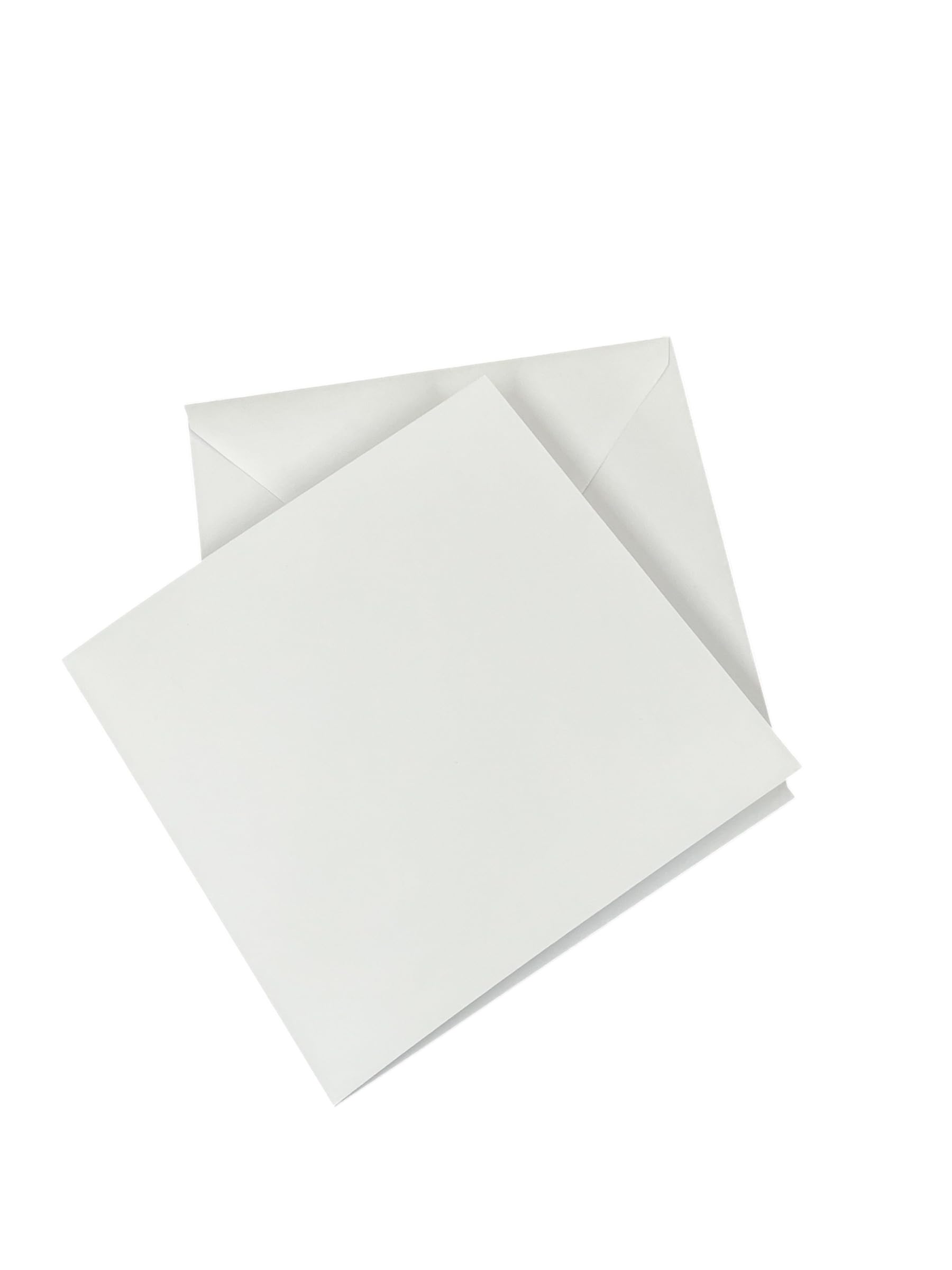 DJP 8"x8" Bright White Card Blanks & Envelopes - 300gsm Card Pre-Creased for Easy Folding - Pack of 50
