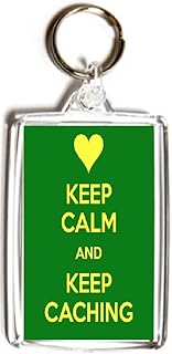 Keep Calm and Keep Caching - Double Sided Large Keyring