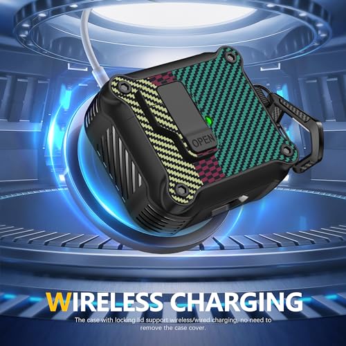 Image of RFUNGUANGO AirPods 3 Case with Lock Magnetic Lid, CF Green