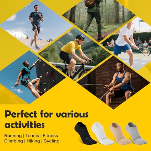 OrrinSports Meias invisíveis Coolmax corte baixo antiderrapante meias invisíveis design cinco dedos
