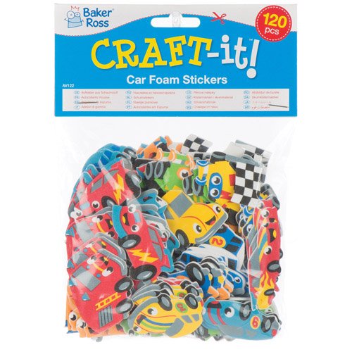 Baker Ross Adesivi in Schiuma con Macchinine da