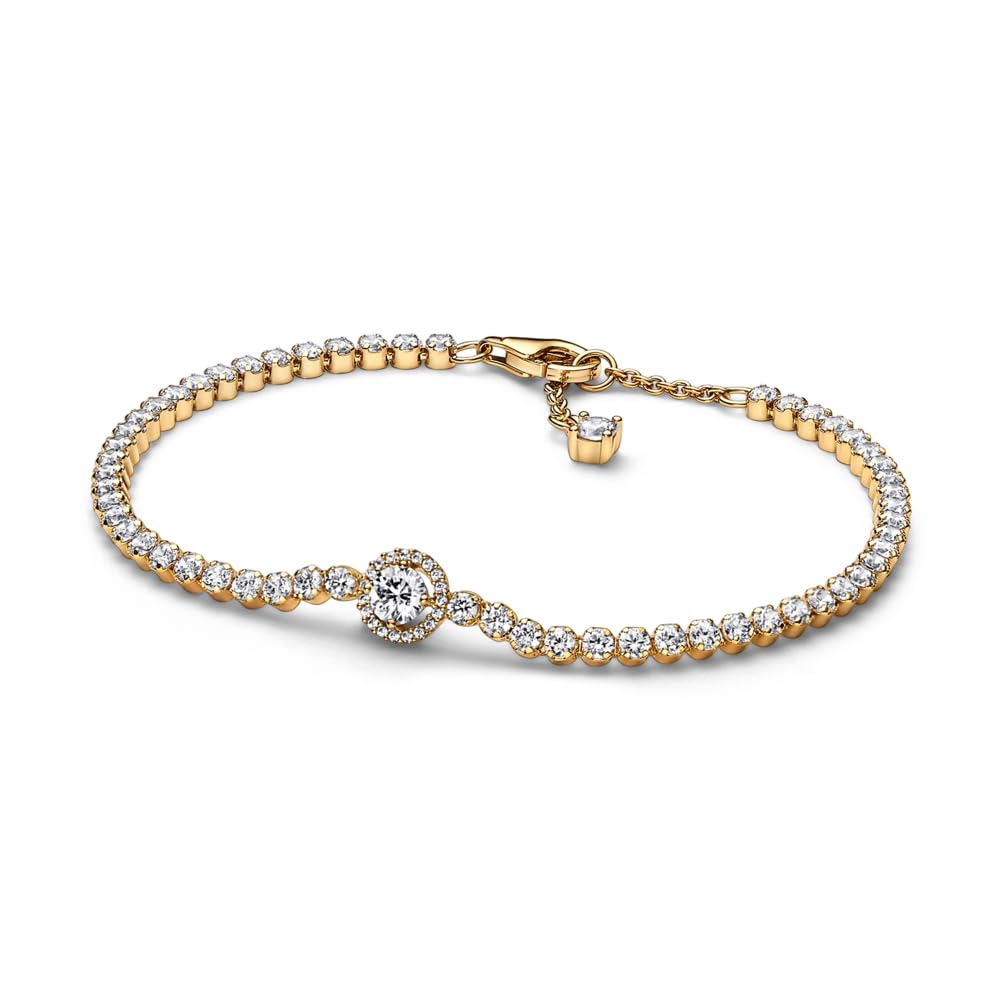 Pandora Timeless 14k Gold-plated bracelet with clear cubic zirconia, 20