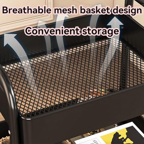 Carrito de madera con ruedas de 3 niveles, estantería multifuncional de almacenamiento para sala de estar, dormitorio, cocina
