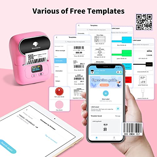 Image of Phomemo M110 Label Maker Portable Bluetooth Thermal Sticker Label Maker Printer for Address Barcode, Clothing, PhotoLogo, Jewelry, Retail, Business, Home, for iOS & Android, Print Black on White