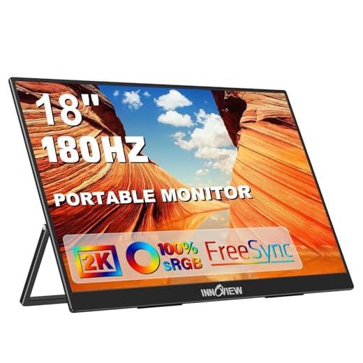 InnoView 2K 180HZ Portable Monitor, 18'' OD Gameplus 2560x1600 QHD 100% sRGB Portable Gaming Monitor with Kickstand HDR FreeSync Travel Monitor for Game Console, PS5, Switch, PC, Phone