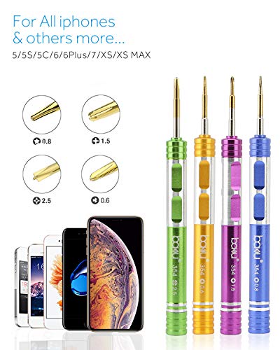 BAKU Cell Phone Repair Tool Kit for iPhone Precision Screwdriver Set with Magnetizer/Demagnetizer Tool & Opening Pry Tools for iPhone X/8/8 Plus, 7/7Plus,6P/6S/6/5S/5/5C/4S/4/SE,iPod,iTouch (B-Pack)