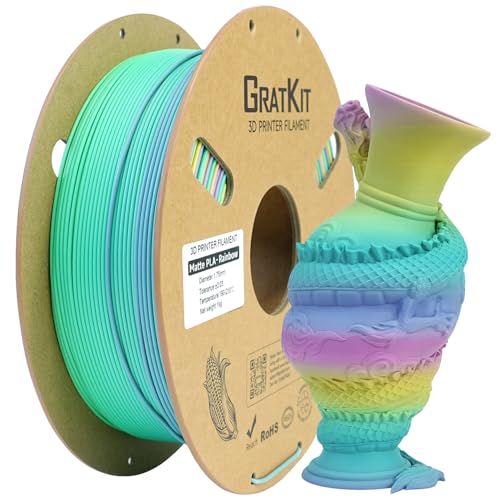 Image of Gratkit Matte Rainbow PLA Filament 1.75mm, Color Change 3D Printer Filament, + /-0.03mm, Multicolor Gradient 3D Printing Filament High Speed Matte Rainbow Grape Crush