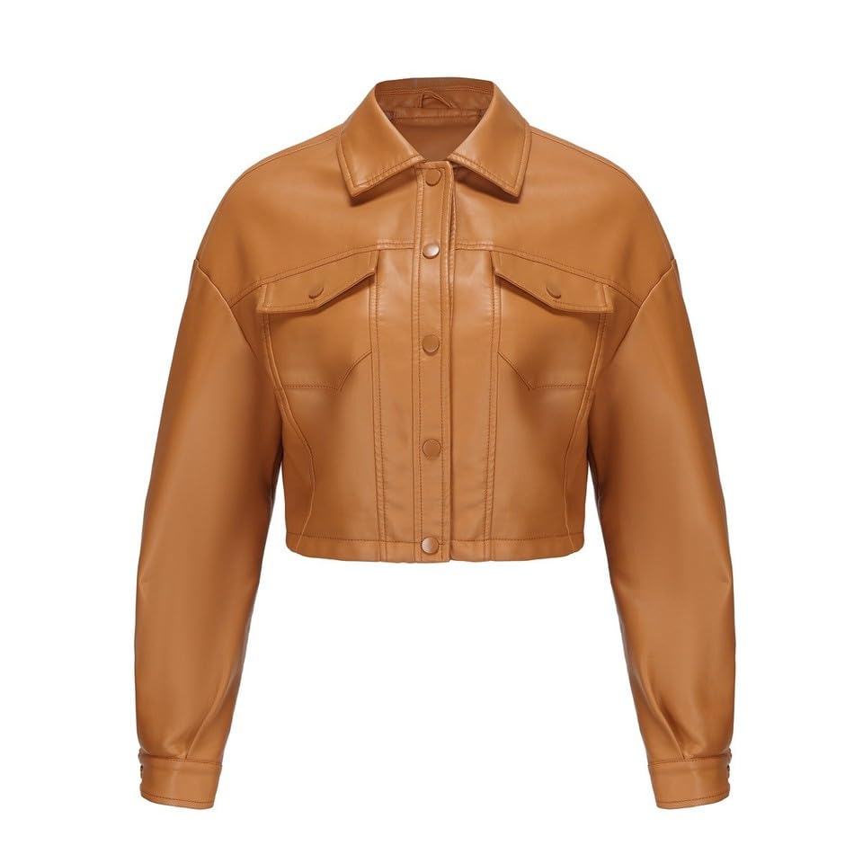Veste femme manches longues en similicuir pour structurer la silhouette