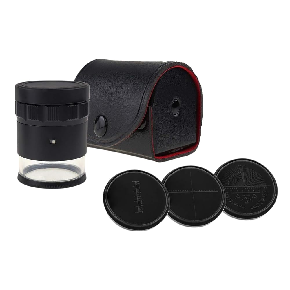 Loupe de bijoutier 10X avec éclairage LED et échelle de mesure en verre 25 mm