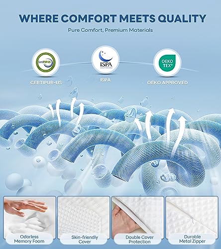 No More Aches Neck Pillow for Pain Relief, Adjustable Cervical Pillow for Neck Support with Armrest, Odorless Ergonomic Contour Memory Foam Pillows,Orthopedic Bed Pillow for Side Back Stomach Sleeping