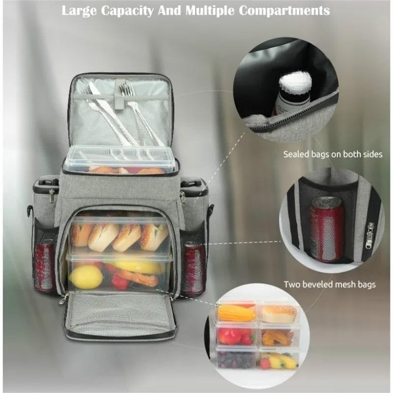 Bolsas de almuerzo for mujeres y hombres con bolsa de almuerzo con aislamiento, bolsa térmica portátil que contiene loncheras, botellas de agua y refrigerios. Mantiene la comida fresca y fresca for el