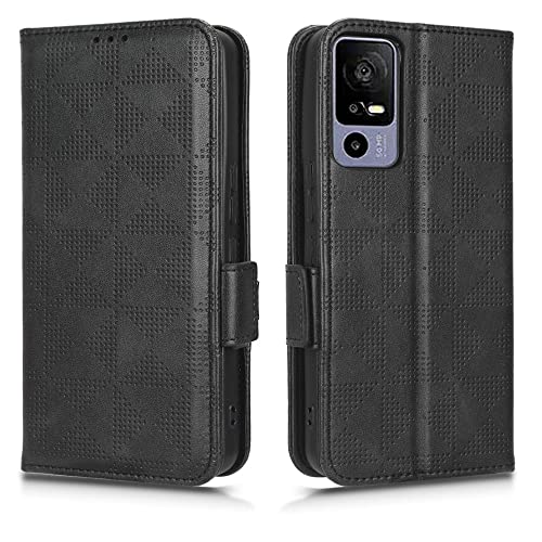 HAOYE Leather Folio Funda para TCL 40 R 5G (TCL 40R 5G), PU + TPU Flip Carcasa de Cuero Libro Protector con [Magnético] [Soporte Móvil] [Ranuras para Tarjetas], Negro