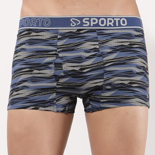 Image of sporto Macho Men's Cotton Spandex Trunk | Premium Single Jersey Fabric | Branded Outer Elastic Waistband | Double-Layer Contour Pouch | Breathable Innerwear