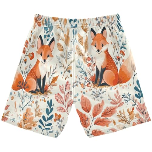 Boys Beach Board Shorts Fox Real Animal Cartoon Swim Trunk Teen Swimwear 8-16Y Multicolor2