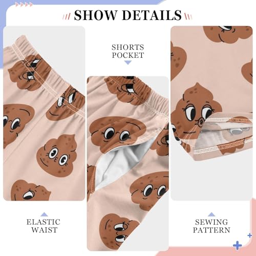 Boys' Pants Poop Face Brown Long Bottoms Jogger Pants Elastic Waist Trousers with Pockets S-XL4