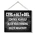 Artinme Inspirational Wall Decor for Office, CTRL+ALT+DEL Wood Signs Plaque, Black and White Artwork Office Wall Decoration & Home Wall Decor, 8 x 10 Inch