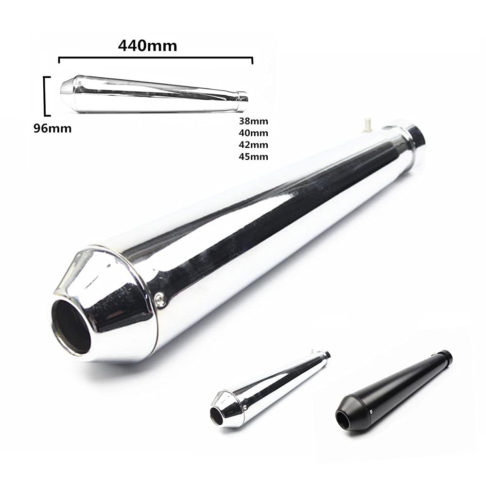Fast Pro Universal Auspuff Muffler Silencer 1,5 Pipe-1.8 OD Einlass für Motorrad, klassische Harley Cafe Racer, Bobber, Triumph, mit usw., Chrom