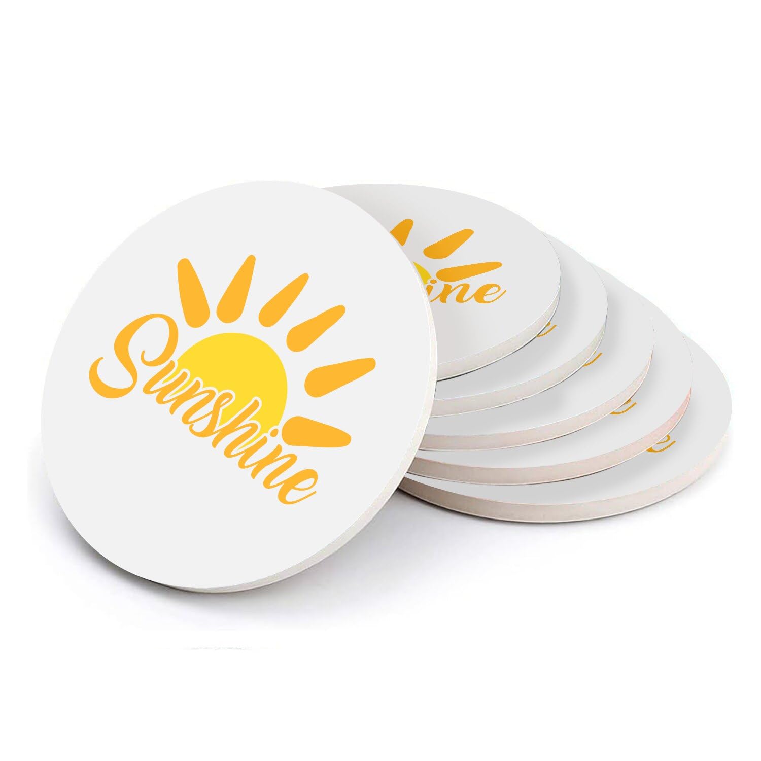 Sous-verre ronds en céramique Sunshine Sun mignons pour une table basse chaleureuse