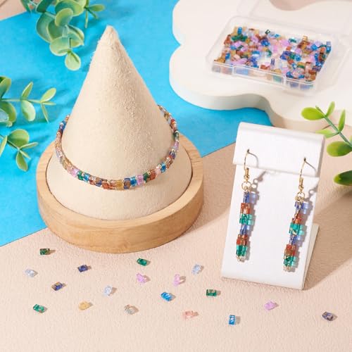 Perles rectangulaires en verre à 2 trous pour corriger les bracelets