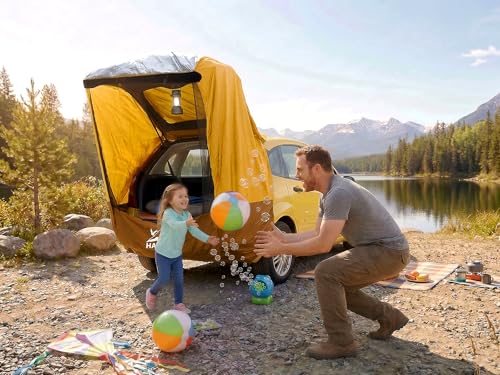 Hasika SUV Tailgate Tent - 2 Person Car Camping Awning, 3000mm Waterproof & UPF 50+ -Portable Hatchback Tent for Couples & Pet Owners, 2-Min Setup Road Trip Essentials Yellow image 4