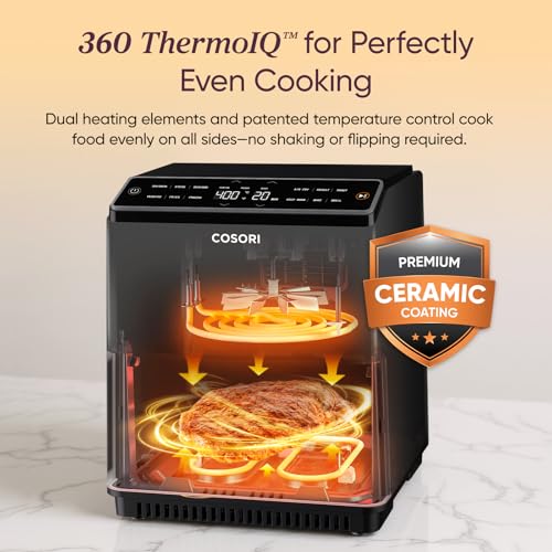 Image of Cosori Air Fryer 6.8-Qt, 12 One-Touch Functions, Dual Heating Elements for Even Cooking, Ceramic-Coated Nonstick Basket, Dishwasher-Safe, 1750W, Family Size for 4-6, Gray