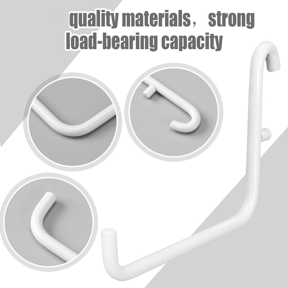 Gokoti Metal Peg Board Hook Accessories Set - 12 Piece Long Storage Tool Hooks for Home Waterproof, White - Image 4