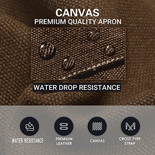 Canvas Apron For Men Women,Heavy Duty Aprons For Men Women,Waxed Apron,Welding Woodworking Workshop Gardening Blacksmith Work Apron,Brown Aprons For Adults #TOP3
