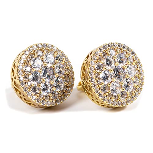 Men's Large Gold Sterling Silver 3D Flower Set Cluster Stud Hip Hop Earrings #TOP14