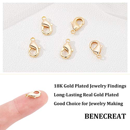 Benecreat 30Pcs 18K Gold Plated Lobster Clasps 12X7X2.5Mm Brass Lobster Claw Clasps With Plastic Container For Jewellery Making Bracelet Necklace Pendants #TOP2