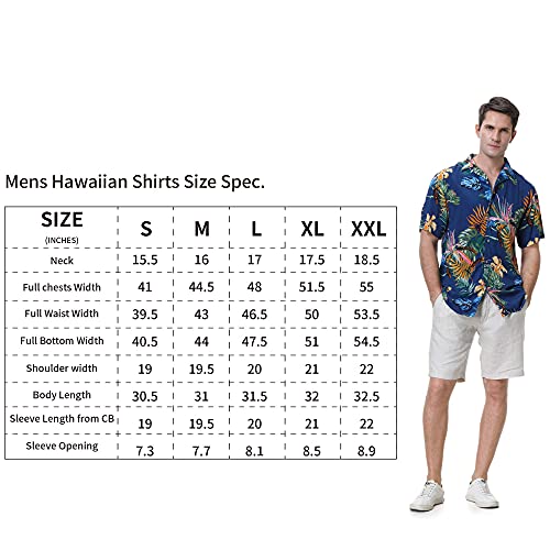 Damipow Hawaiian Shirts for Men Short Sleeve Aloha Beach Shirt Floral Summer Casual Button Down Shirts - Image 6