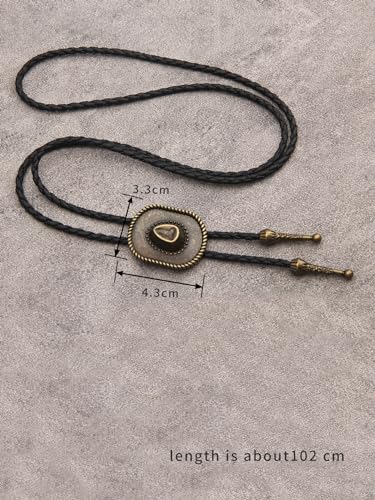 Image of Jeilwiy Bolo Tie for Men Western Cowboy Tie Necklace Gold Bolo Tie Leather Necktie Halloween Tie Accessories for Women