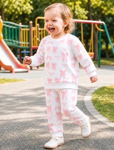 Image of Jecson Baby Girl Clothes Toddler Outfits Quilted Heart Sweatshirt & Jogger Pants Fall Winter Sweatsuit 2Pcs Sets 3M-4T