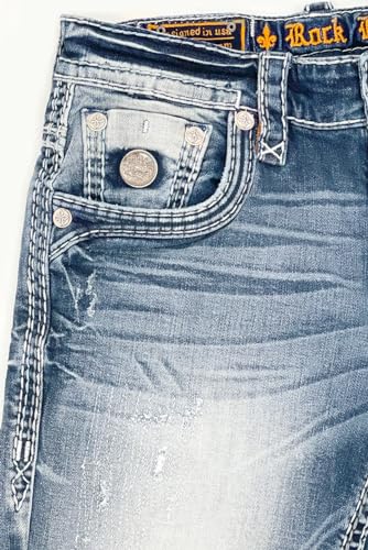 Rock Revival - Mens Diego RP3650J202R Straight Jeans, Color Denim, Size: 404