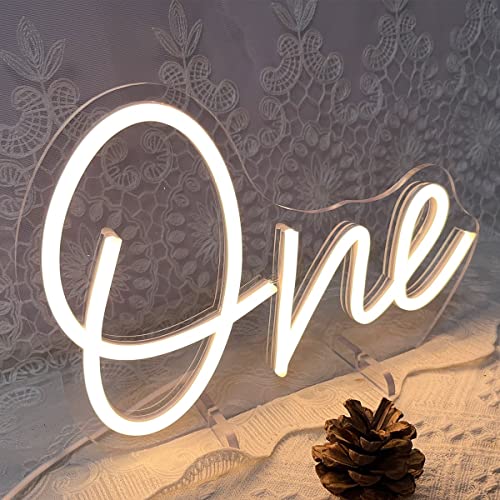 Image of One Year Old Birthday Table Number Neon Sign Desk Lamp Night Light Wedding Letter LED Neon Sign Wedding Table Decorations Neon Light Bedroom Home Room Decor Christmas Party Warm White USB 28.8x19.6CM