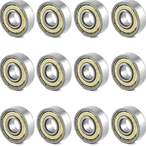 NiuLumea 608 ZZ - Rodamientos de bolas de metal de 8 x 22 x 7 mm, doble blindaje, ranura profunda, para monopatín, scooter, patines en línea, clasificación ABEC, paquete de 12 o 24