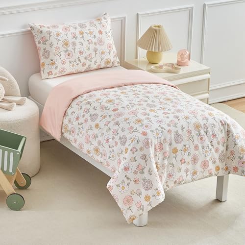 DuShow Pink Floral Cot Bed Duvet Cover Set,Toddler Bedding Sets For Girls,Flower Toddler Cot Bed Duvet Cover and Pillowcase -120 x 150 - Cosy Home Interiors DuShow Pink Floral Cot Bed Duvet Cover Set,Toddler Bedding Sets For Girls,Flower Toddler Cot Bed Duvet Cover and Pillowcase -120 x 150 - Image 3