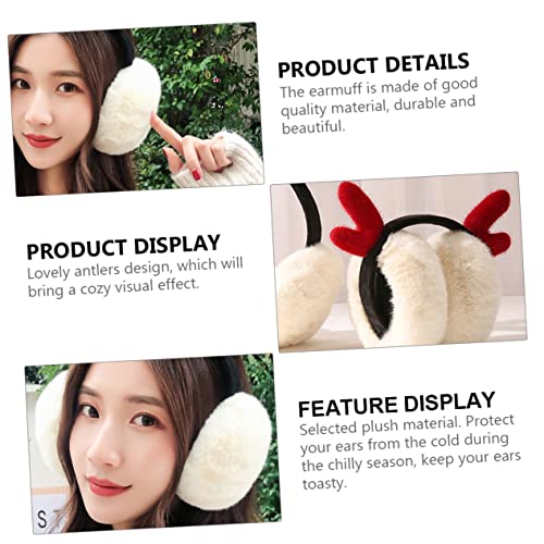 1pc Plush Antler Design Earmuffs for Warmth Adorable Ear Cozy Visual Effect Soft Material for Cold Weather for Girls and Festive Occasions4