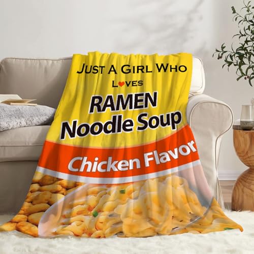 Todeyya Ramen Chicken Blanket Ramen Blanket Just a Girl Who Loves Ramen Blanket Flannel Fleece Throw Air Conditioning Quilt Lightweight Cozy Plush Blanket for Sofa L 80