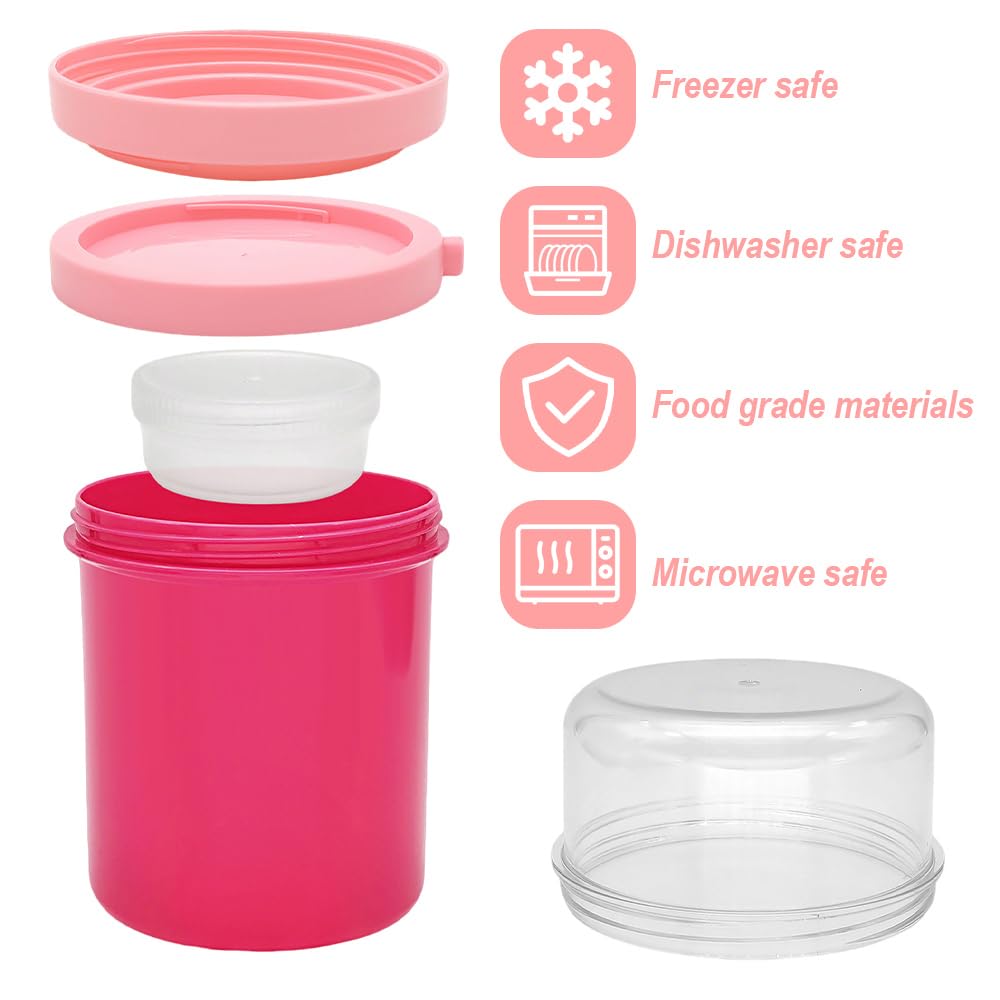 Pot En Verre Lot De 2 Pots Overnight Oats Aoyfuwell 300ml - Avec Couvercle Et Cuillère Pour Petit-déjeuner Healthy Récipient Verre Meal Prep