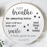 Motivational Mirror Decals - Set of 6 Black Vinyl Quotes Be Amazing Today, Smile It Looks Good On You, Just Breathe, Good Things are Coming - Bathroom Mirror Sticker