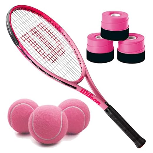Wilson Burn Pink 23 Inch Girls' Tennis Racquet Bundled with 3 Pink Overgrips and a Can of Pink Tennis Balls