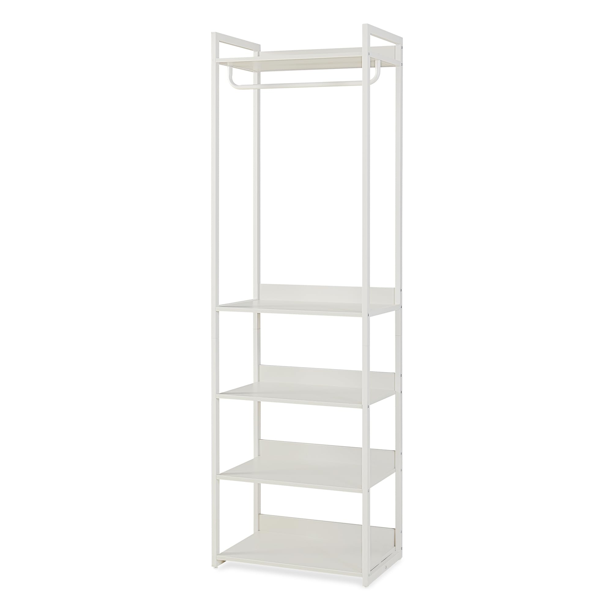 [en.casa] Stand Appendiabiti da Terra in Acciaio con 5 Ripiani Guardaroba Aperto con Vano Asta Portabiti Organizzatore per Ingresso Camera da Letto 200 x 61 x 40 cm - Grigio